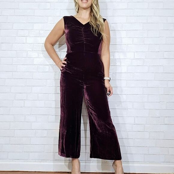 Rebecca Taylor Bordeaux Velvet Jumpsuit - Picture 3 of 9